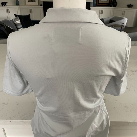 Calvin Klein Jeans SS Collared V Neck Cotton Modal Top Soft Neutral Grey Sz S - Picture 7 of 14